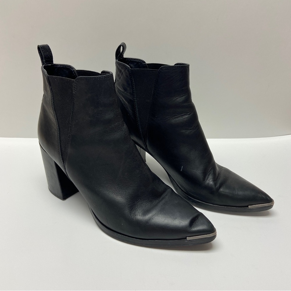 Tony Bianco Women's Black Leather Pointed Toe Heeled Booties Size 10